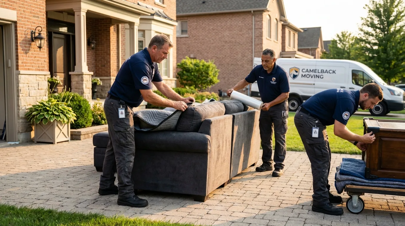 Large estate moving crew wrapping furniture in Mattawan, MI